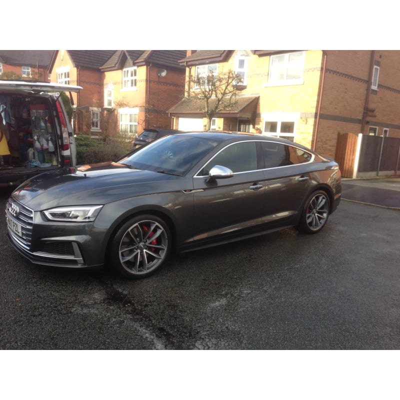 White Audi, front